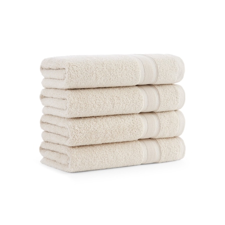 Monarch Brands Aegean Recycled Hand Towels 18in x 30in - Solid, Beige, 4PK P-HT-RO-1830-BG